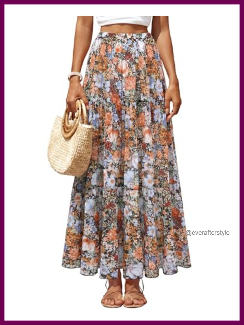 Chiffon Pleated Maxi Skirt High Waist A-Line Flared Long Skirt